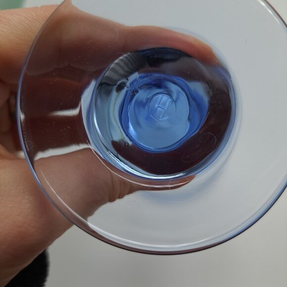 Libbey Sirrus Blue Glass Goblet Ribbed - Picture 10 of 10